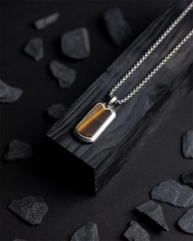 Preview: Volltitan-Halskette mit Tigerauge-Stein - Imperium Tiger